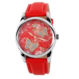 SKMEI 9079 Butterfly PU Leather Band Life Waterproof Women Quartz Wrist Watch