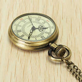 DEFFRUN Vintage Bronze Roman Number Chain Pocket Watch