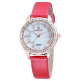 SKONE 9259 Female Waterproof Flower Rhinestones Round Dial Quartz Watch