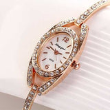 Fashion Ladies Wrist Watch Rhinestones Dial Alloy Women Bracelet Quartz Watch