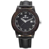 SKONE 3816 Fashion Men Wooden Watch Casual Leather Strap Sport Wrist Watch