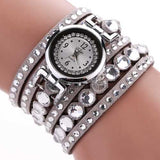 DUOYA Fashion Ladies Folk Custom Style Bracelet Watch Rhinestones Strap Elegant Women Wrist Watch