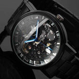 WINNER Fashion Sculpture Mechanical Watch Retro Stainless Steel Strap Men Automatic Watch