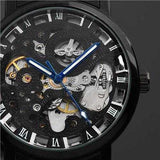 WINNER Fashion Sculpture Mechanical Watch Retro Stainless Steel Strap Men Automatic Watch