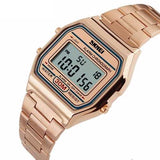 SKMEI 1123 Rectangle Digital Stainless Steel Band Fashion Luxury Men Women Unisex Wrist Watch