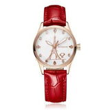 WISHDOIT WSD-005 Fashion Women Quartz Watch Roman Numerals Flower Iron Tower Wrist Watch