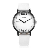 KEZZI 1688 Leather Strap Women Quartz Watch Fashionable Pattern Mr. Right Wrist Watch