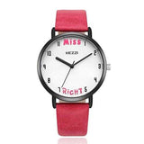 KEZZI 1688 Leather Strap Women Quartz Watch Fashionable Pattern Mr. Right Wrist Watch