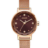 JULIUS 917 Simple Fashion Mesh Stainless Steel Strap Girls Quartz Watch