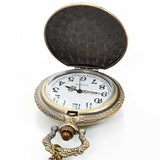 DEFFRUN Vintage Train Pattern Retro Bronze Quartz Pocket Watch