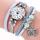 DUOYA Cute Style Owl Pendant Ladies Bracelet Watch Fashion Women Wrist Watch