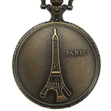 DEFFRUN Vintage Eiffel Tower Pattern PARIS Chain Retro Pocket Watch