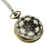 DEFFRUN Luxury European Style Flower Pattern Chain Retro Pocket Watch