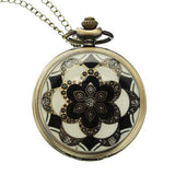 DEFFRUN Luxury European Style Flower Pattern Chain Retro Pocket Watch