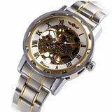 Classic Hand Wind Mechanical Watch Golden Case Classic Romen Skeleton Men Wartch