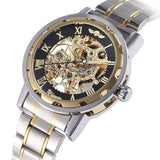 Classic Hand Wind Mechanical Watch Golden Case Classic Romen Skeleton Men Wartch