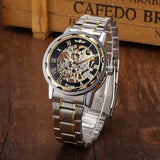 Classic Hand Wind Mechanical Watch Golden Case Classic Romen Skeleton Men Wartch