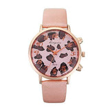 HY Bright Skin Leopard Clock Dial Lady Rose Gold Shell Snake