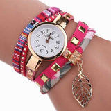 DUOYA DY066 Leaf Fabric Retro Style Ladies Bracelet Watch