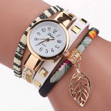 DUOYA DY066 Leaf Fabric Retro Style Ladies Bracelet Watch