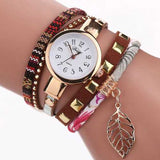 DUOYA DY066 Leaf Fabric Retro Style Ladies Bracelet Watch