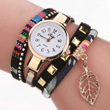 DUOYA DY066 Leaf Fabric Retro Style Ladies Bracelet Watch