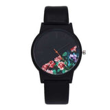 HOREDAR Rose Patten Fashion Leather Women Quartz Watch