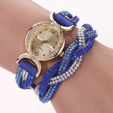 DUOYA D014 Rhinestones Elegant Leather Strap Bracelet Watch