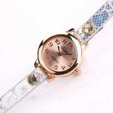 DUOYA Retro Style Pendant Gold Case Leather Bracelet Watch
