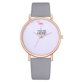 Casual Style Rose Gold Case Leather Strap Women Wrist Watch