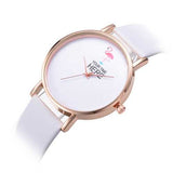 Casual Style Rose Gold Case Leather Strap Women Wrist Watch
